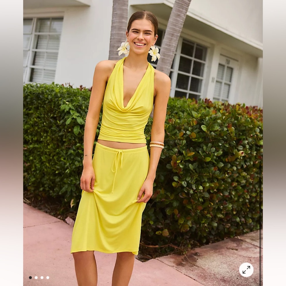 Free-est Free People calypso Yellow Halter Top and Skirt Set New